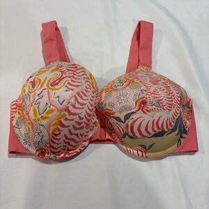Spanx Bra-llelujah Bra Lightly Padded Front Closure Floral Underwire Sz 38 D